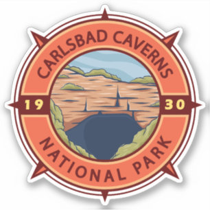 Sticker Parc national des Cavernes Carlsbad Compas rétro