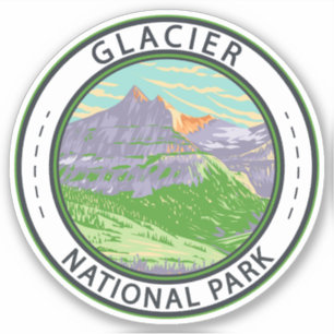 Sticker Parc National Des Glaciers Au Printemps Badge Mont