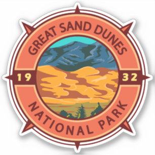 Sticker Parc national des grandes dunes de sable Retro Com