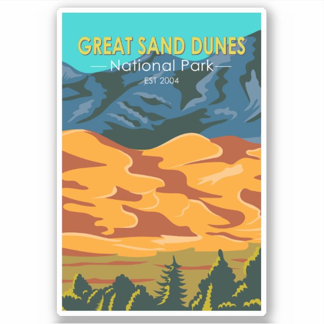 Sticker Parc national des Great Sand Dunes Colorado Vintag (Devant)