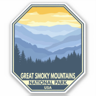 Sticker Parc national des Great Smoky Mountains Minimal Ré