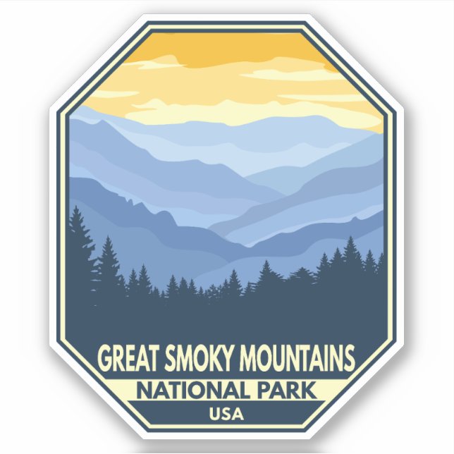 Sticker Parc national des Great Smoky Mountains Minimal Ré (Devant)