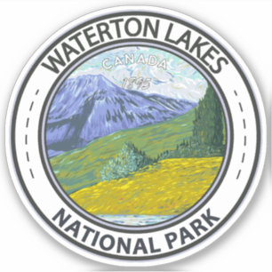 Sticker Parc national des Lacs-Waterton Canada Voyage Vint