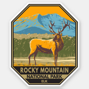 Sticker Parc national des Rocheuses Colorado Elk Vintage