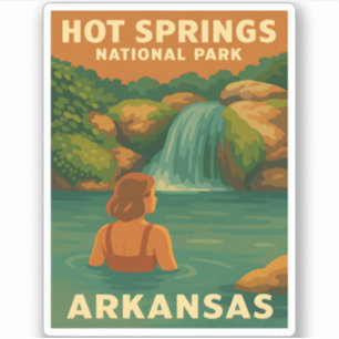 Sticker Parc national des sources thermales Vintage voyage