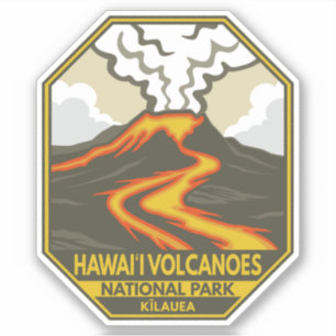 Sticker Parc national des volcans d'Hawaii Kilauea Retro