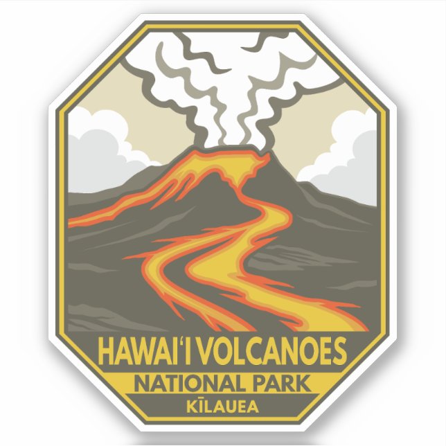 Sticker Parc national des volcans d'Hawaii Kilauea Retro (Devant)