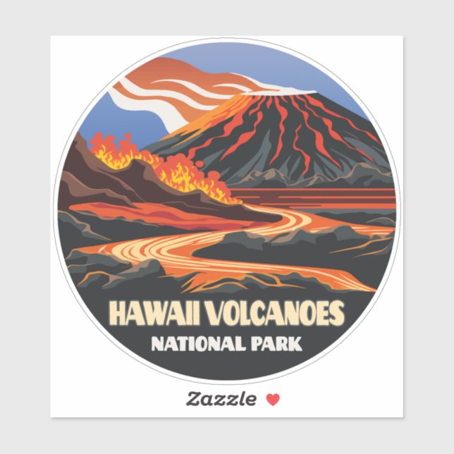 Sticker Parc national des volcans d'Hawaii Mauna Loa Vinta (Feuille)