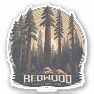 Sticker Parc national d'État de Redwood, Californie côtièr
