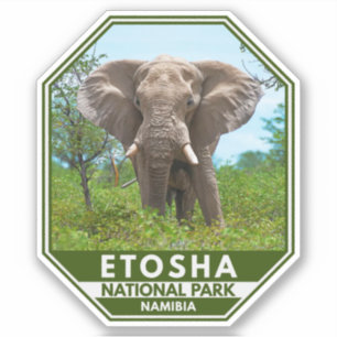 Sticker Parc national d'Etosha Namibie Elephant Aquarelle