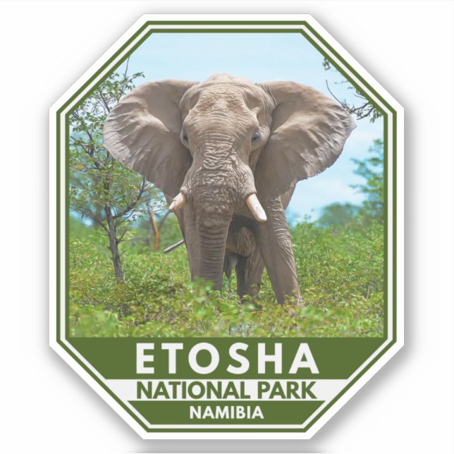 Sticker Parc national d'Etosha Namibie Elephant Aquarelle (Devant)