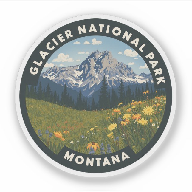 Sticker Parc national du Glacier Montana Vintage voyage (Devant)