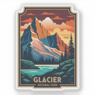 Sticker Parc national du Glacier Retro