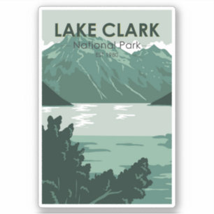Sticker Parc national du lac Clark Alaska Vintage