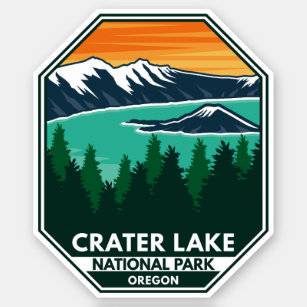 Sticker Parc national du lac Crater Emblème de compas rétr