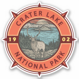 Sticker Parc national du lac Crater Emblème de compas rétr