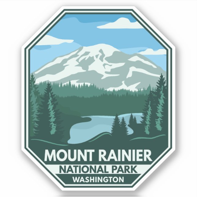 Sticker Parc national du Mont-Rainier Emblem rétro minimal (Devant)