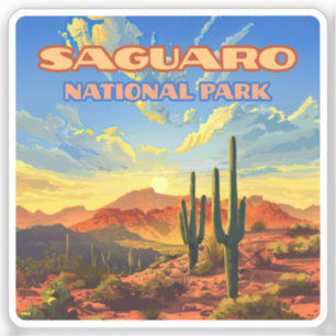 Sticker Parc national du Saguaro Arizona Désert Cactus Rét