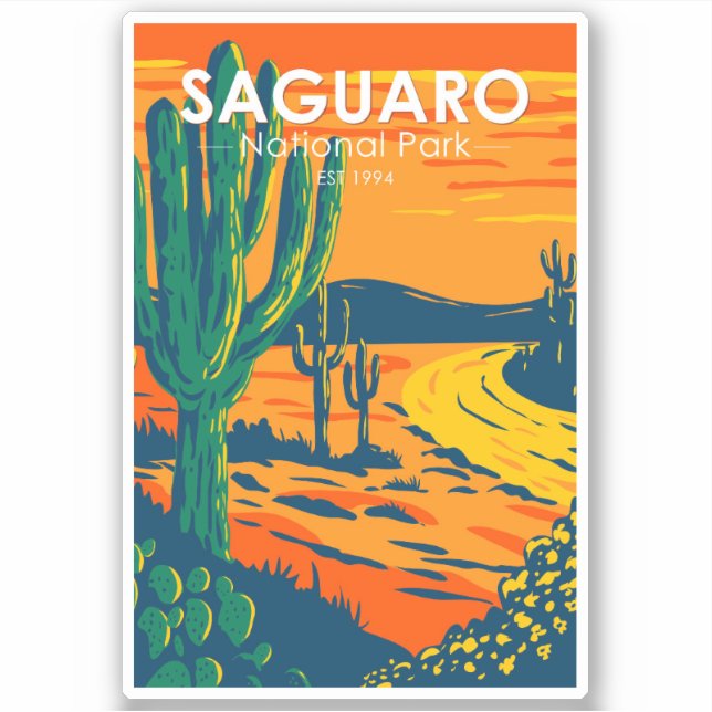 Sticker Parc national du Saguaro Arizona Vintage (Devant)