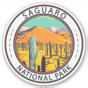 Sticker Parc National Du Saguaro Cactus Dans L'Insigne Du