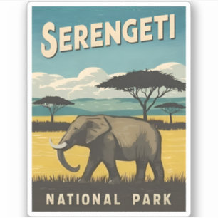 Sticker Parc national du Vintage voyage rétro du Serengeti