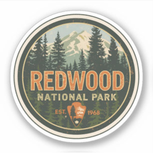 Sticker Parc national et état de Redwood, Californie côtiè