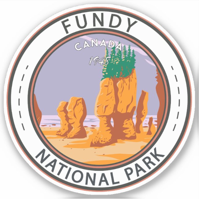 Sticker Parc national Fundy Canada Tourisme Vintage (Devant)