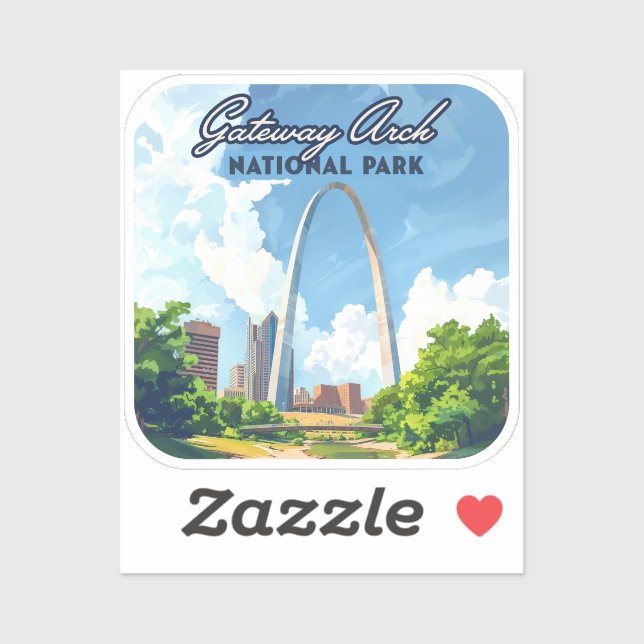 Sticker Parc national Gateway Arch Missouri St Louis Retro (Feuille)