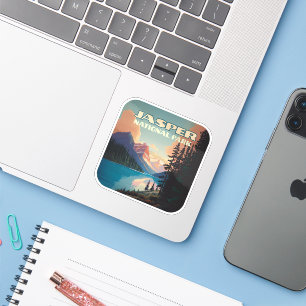 Sticker Parc national Jasper Alberta Canada Rockies Retro