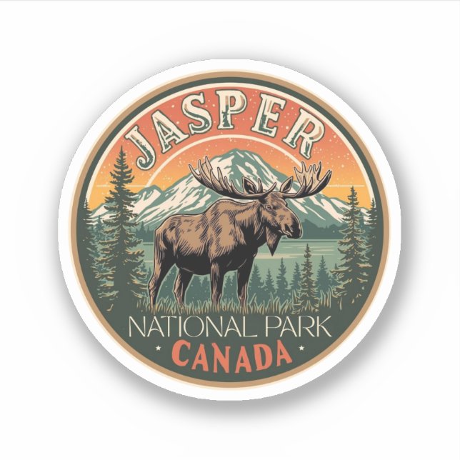 Sticker Parc national Jasper, aventure dans les montagnes  (Devant)