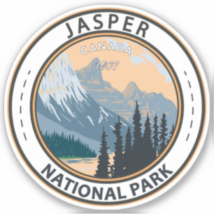 Sticker Parc national Jasper Canada Vintage d'art touristi