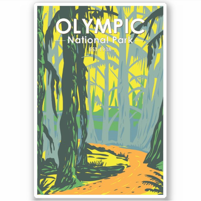 Sticker Parc national olympique Hoh Rainforest Vintage (Devant)