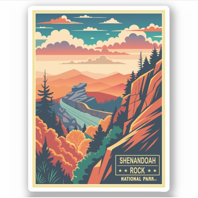Sticker Parc national vintage de Shenandoah Rock (Devant)
