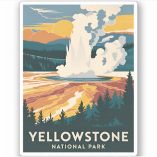 Sticker Parc national Vintage voyage Yellowstone Pittoresq