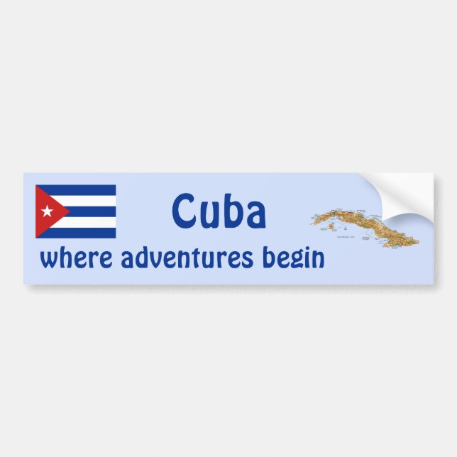 Sticker pare-chocs Cuba Drapeau et carte (Devant)