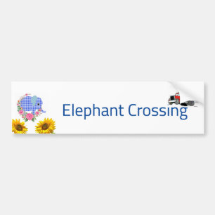 Sticker pare-chocs Floral Blue Elephant