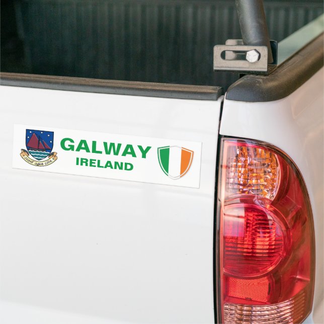 Sticker pare-chocs Galway Ireland Crest et Irish F (Sur camion)