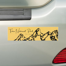 Sticker pare-chocs jaune du parc national de Teton