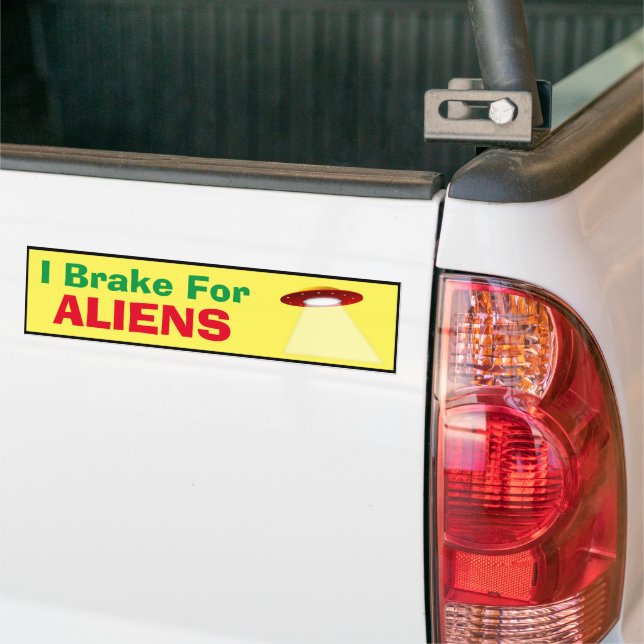 Sticker pare-chocs - Je freine pour les Aliens (Sur camion)