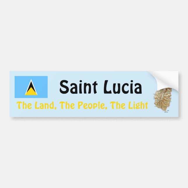 Sticker pare-chocs Saint Lucia Drapeau et carte (Devant)