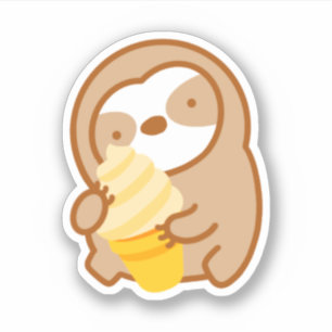 Sticker Paresseux au cône de glace à la vanille mignon