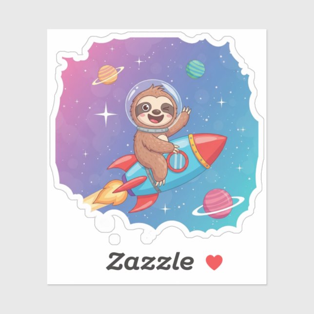 Sticker Paresseux spatial sur fusée – Vecteur de dessin an (Feuille)