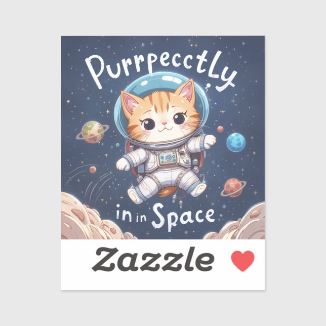 Sticker Parfaitement dans l'astronaute de chat spatial Cut (Feuille)