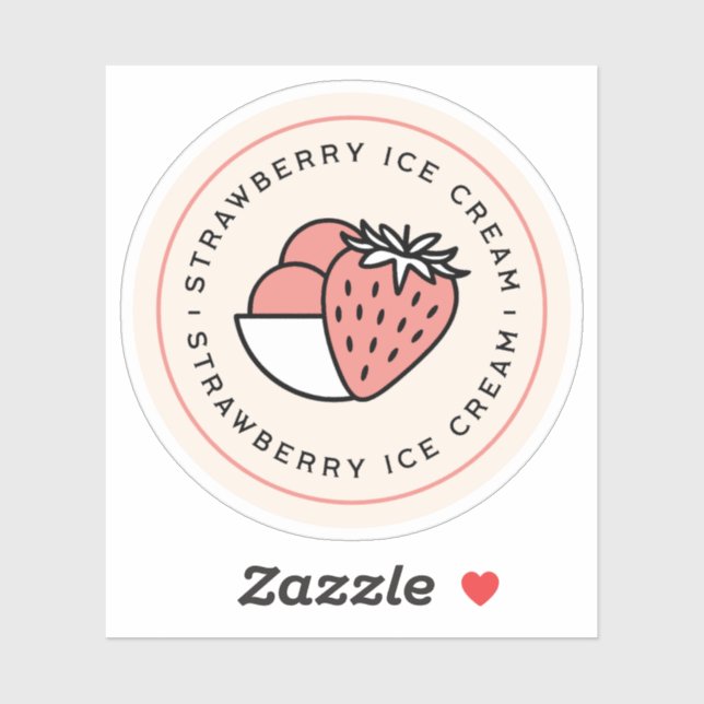 Sticker Parfum de glace à la fraise fait maison esthétique (Feuille)