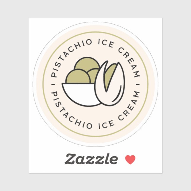 Sticker Parfum de glace à la pistache esthétique fait mais (Feuille)