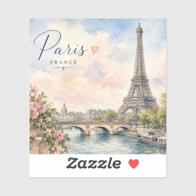 Sticker Paris France Tour Eiffel rivière seine  (Feuille)