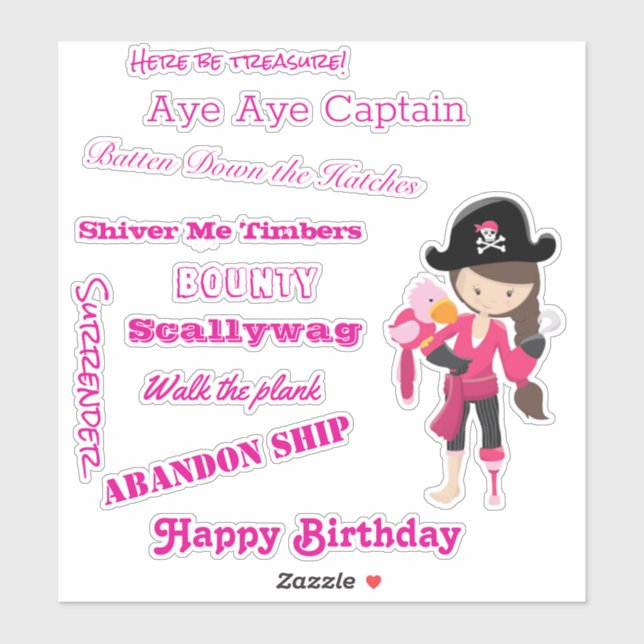 Sticker parler comme une fille Pirate Capitaine (Feuille)