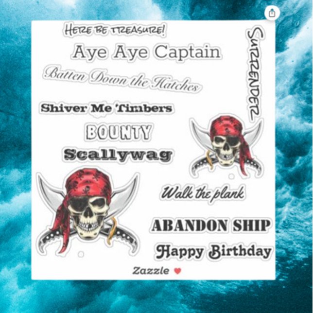 Sticker parler comme une légende de pirate (Make your party unforgettable with this adorable pirate-themed personalized party sticker)