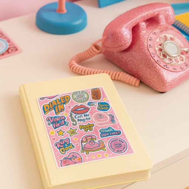 Sticker Parler Cool rétro Ne pas envoyer de texte rose (pure retro perfection. The sticker pops on the notebook, the pink sparkle phone for girls )