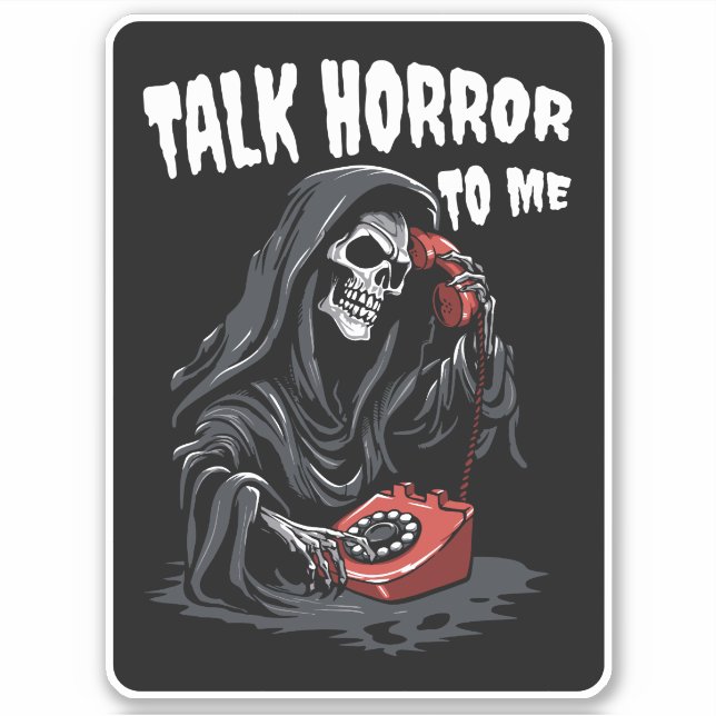 STICKER PARLER HORREUR À MOI GRIM REAPER TÉLÉPHONE ROUGE (Devant)